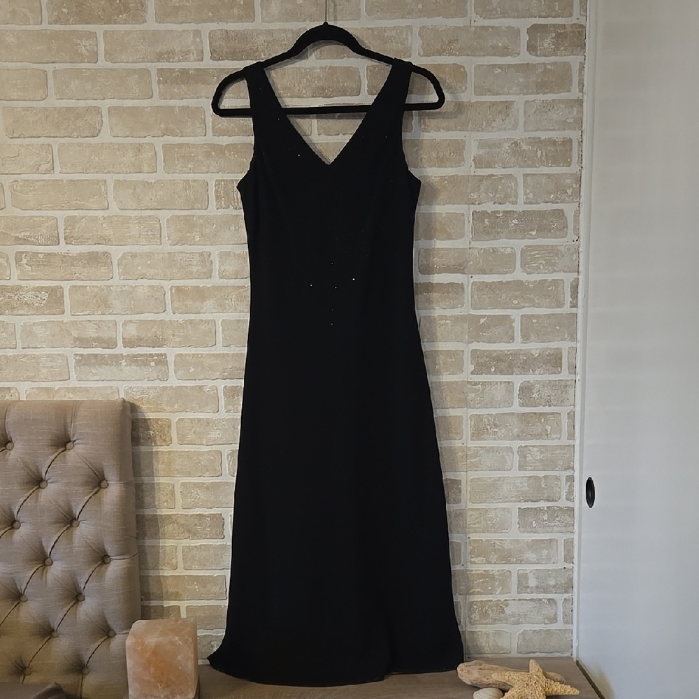 Amanda Smith Black Sleeveless V-Neck Sheath Maxi Dress